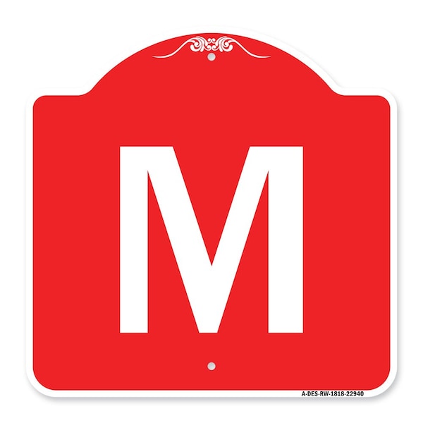 Signmission Designer Series Sign-Sign W/ Letter M, Red & White Aluminum Sign, 18" x 18", RW-1818-22940 A-DES-RW-1818-22940 - main
